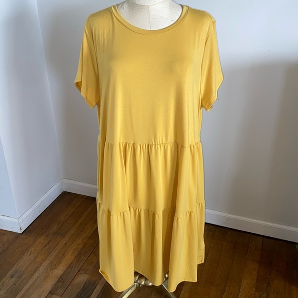 LuLaRoe 2X mustard yellow dress - Picture 1 of 7